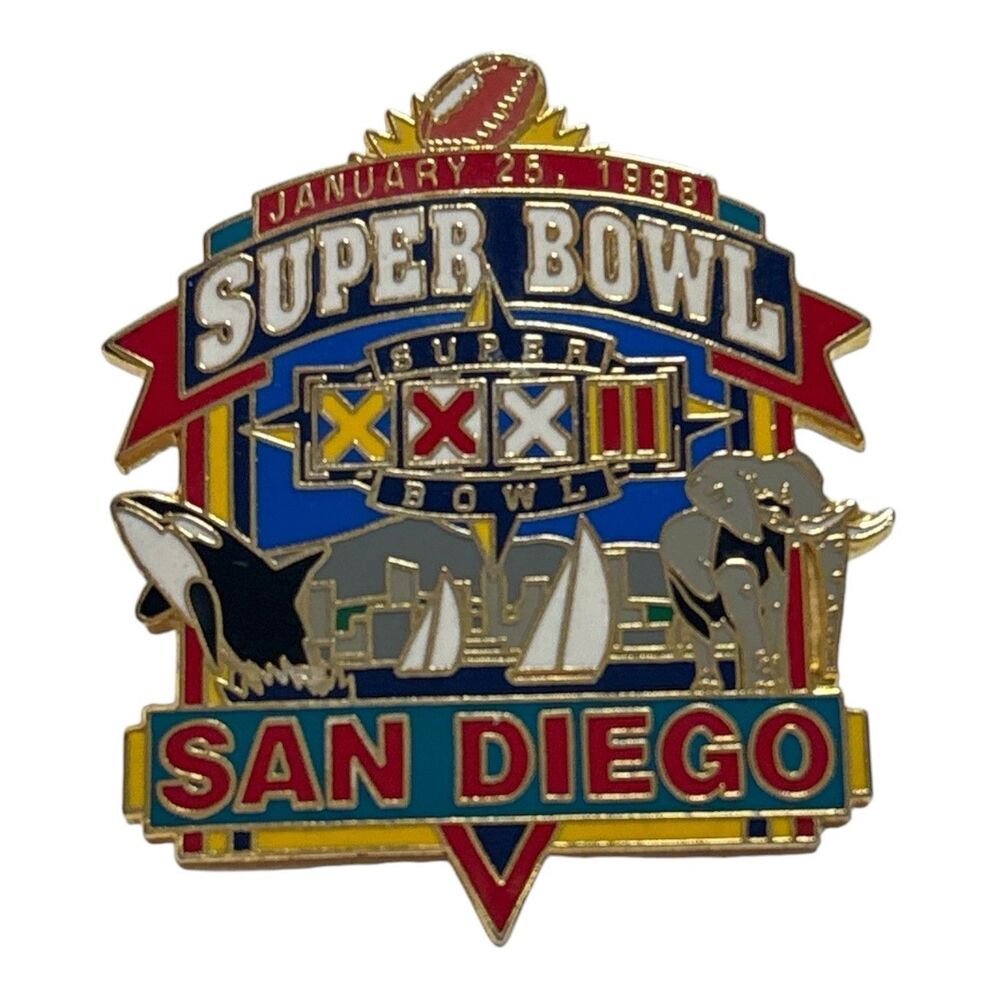 1998 Super Bowl XXXV 32 San Diego Football Souvenir Pin-Packers vs. Broncos NFL